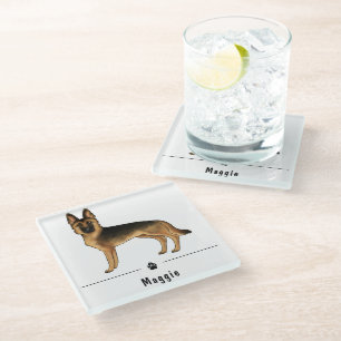 Schwarz-Tan-Deutscher Schäferhund mit Individuelle Glasuntersetzer