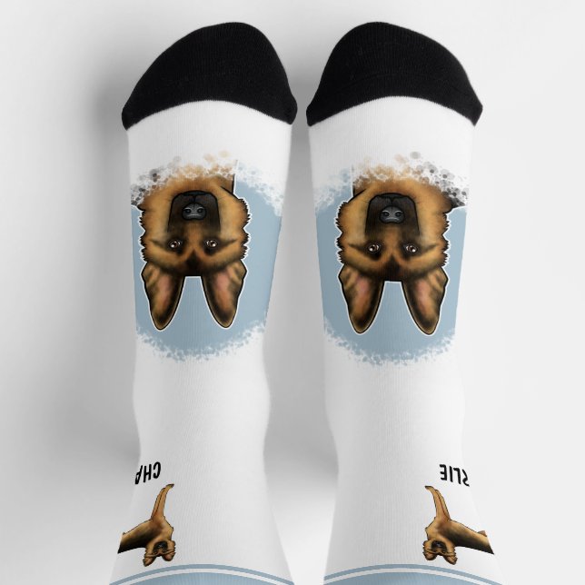 Schwarz-Tan-Deutscher Schäferhund mit Individuelle Socken (Oben)