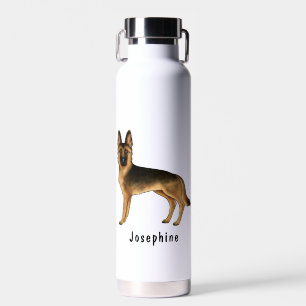 Schwarz-Tan-Deutscher Schäferhund mit Individuelle Trinkflasche
