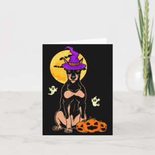 Schwarz-Tan-Dobermann-Hexe-Halloween-Kostüm-Hund Karte