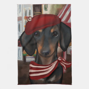 Schwarz & Tan Doxie Geschirrtuch