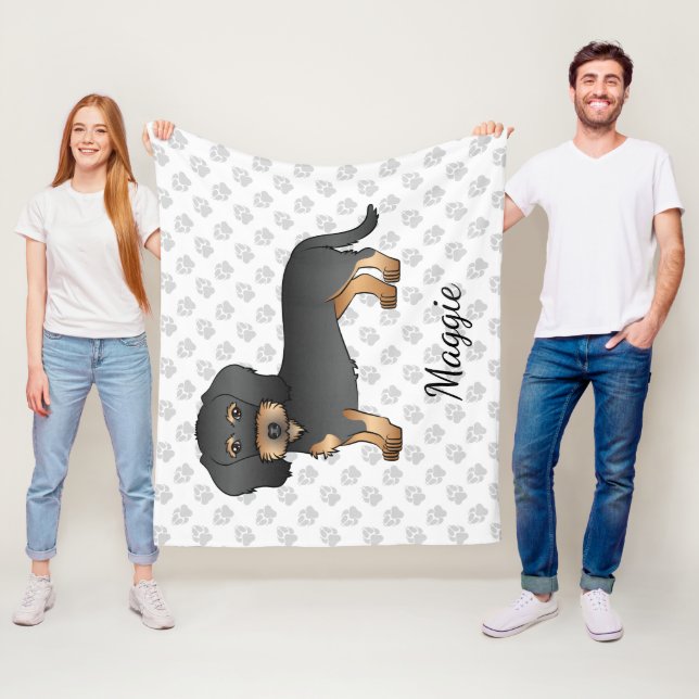 Schwarz-Tan-Draht-Dackel mit Namen Fleecedecke (Beispiel)