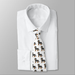 Schwarz & Tan Mini Goldendoodle Cartoon-Hund-Muste Krawatte
