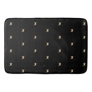 Schwarz-Tan-Monogramm-Muster Badematte