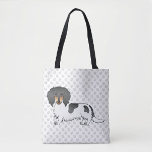 Schwarz-Tan-Piebald Langhaar-Dackel & Pfoten Tasche