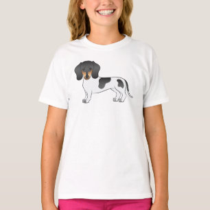 Schwarz & Tan Pied Kurzhaar Dachshund Cartoon Hund T-Shirt