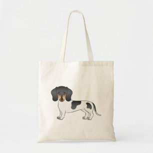 Schwarz & Tan Pied Kurzhaar Dachshund Cartoon Hund Tragetasche