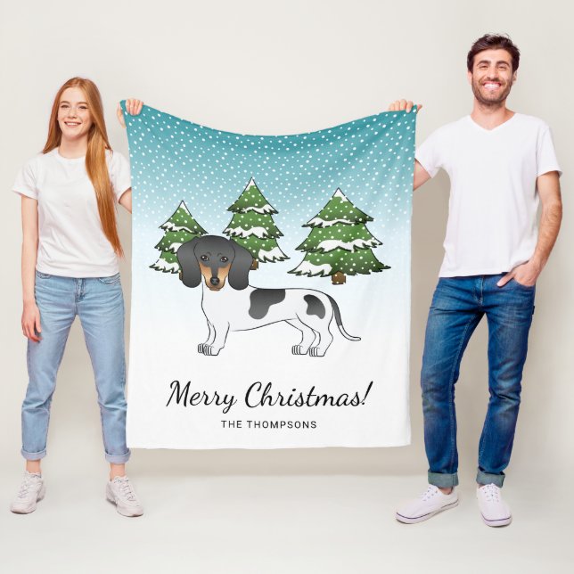 Schwarz-Tan-Pipe Kurze Dackel im Winter Fleecedecke (Beispiel)