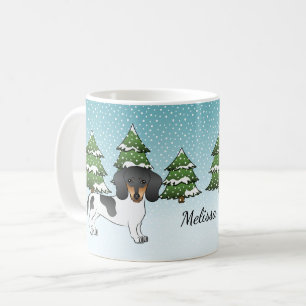 Schwarz-Tan-Pipe Kurze Dackel im Winter Kaffeetasse