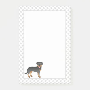 Schwarz-Tan Rottweiler Niedlicher Cartoon Hund und Post-it Klebezettel