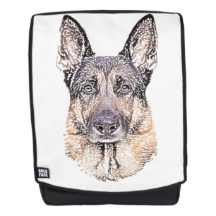Schwarz-Tan-Schäfer-Portrait Rucksack