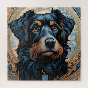 Schwarz-Tan-Terrier-Portrait