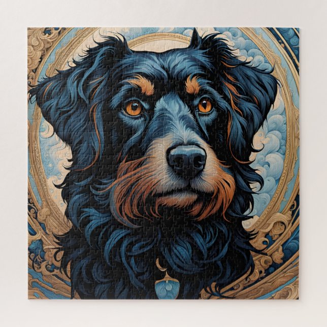 Schwarz-Tan-Terrier-Portrait (Vertikal)