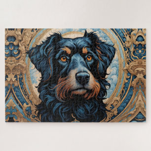 Schwarz-Tan-Terrier-Portrait