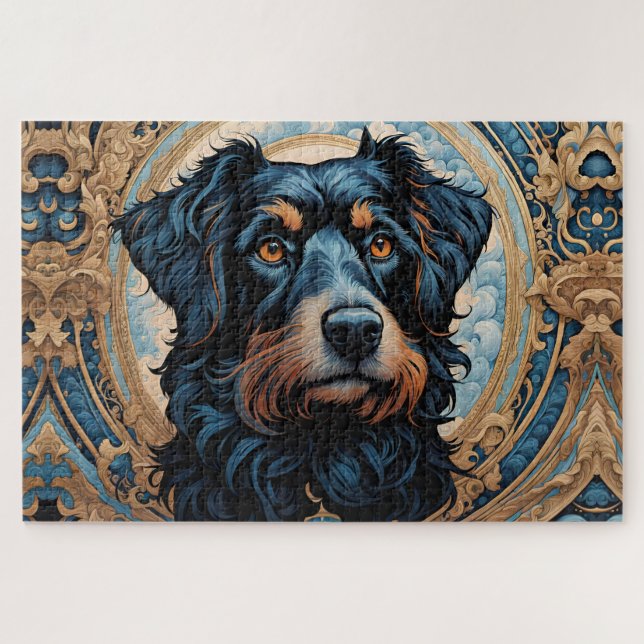 Schwarz-Tan-Terrier-Portrait (Horizontal)