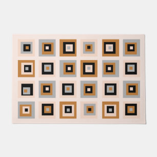 Schwarz-Terracotta-Quadrate-Muster aus dem Mittela Fußmatte