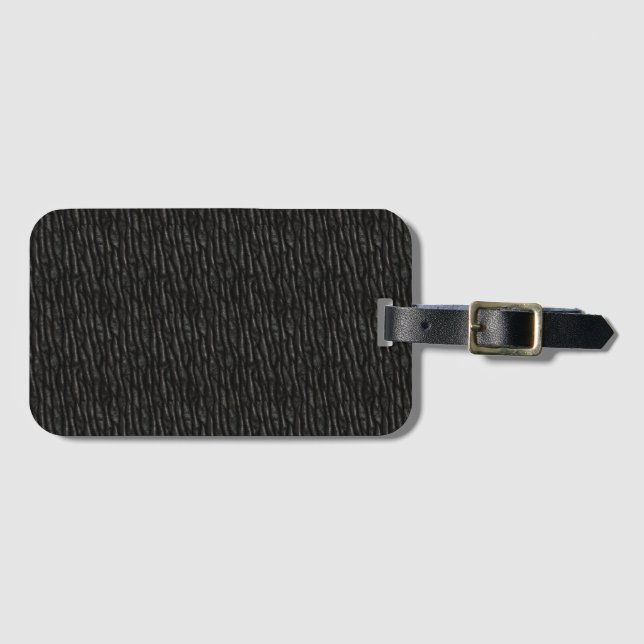 Schwarz Texturierte Imitate Schwarzes Leder Gepäckanhänger (Vorderseite (Horizontal))