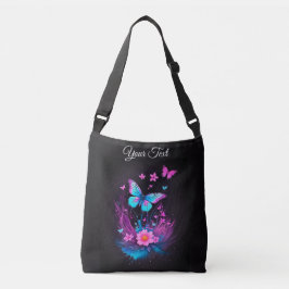 Schwarz trendy gestrichen Aquarell Butterflies Blu Tragetaschen Mit Langen Trägern