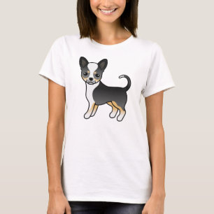 Schwarz Tricolor Glatthaar Chihuahua Cartoon Hund T-Shirt