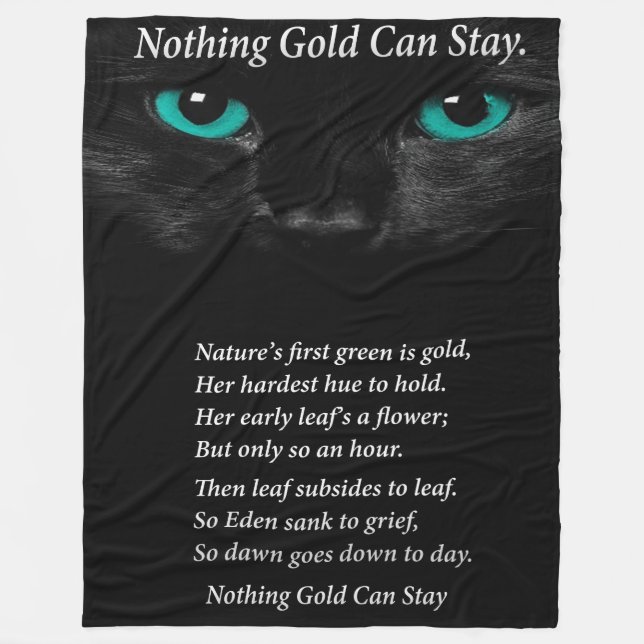 Schwarz Türkis Augen Katze Nichts Gold Bleibe Fleecedecke (Vorderseite)