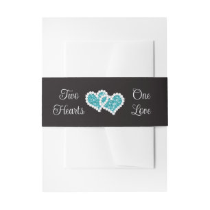 Schwarz, Türkis, zwei Herz, eine Liebe Einladungsbanderole