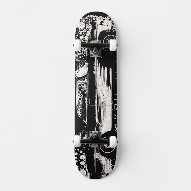 Schwarz u. Weiß flammt klassisches Skateboard (Vorderseite)