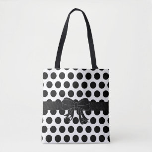 Schwarz u. Weiß - Polka-Punkte - Handtasche/Tasche Tasche