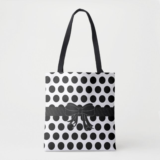 Schwarz u. Weiß - Polka-Punkte - Handtasche/Tasche Tasche (Vorderseite)