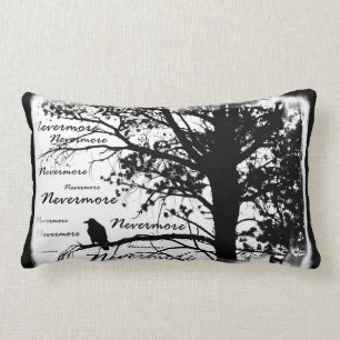 Schwarz u. Weiß Raven Nevermore Silhouette Lendenkissen