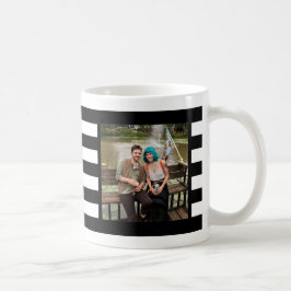 Schwarz u. Weiß Stripes Lilien-Foto Kaffeetasse