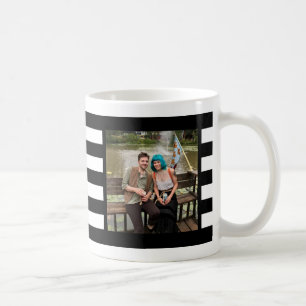 Schwarz u. Weiß Stripes Lilien-Foto Kaffeetasse