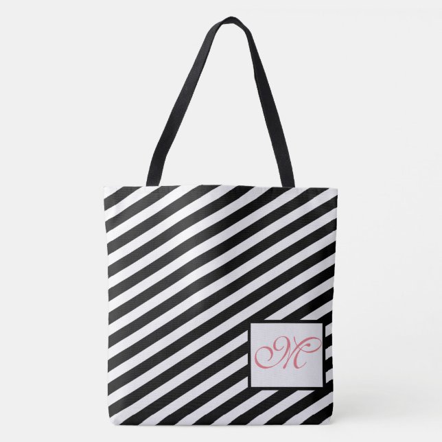 Schwarz u. Weiß Stripes moderne Tasche (Vorderseite)