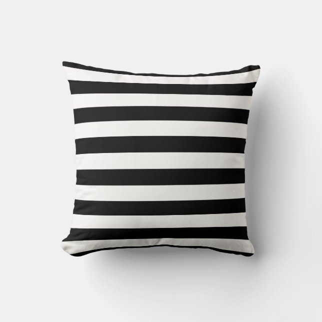 Schwarz u. Weiß Stripes Wurfs-Kissen Kissen (Vorderseite)