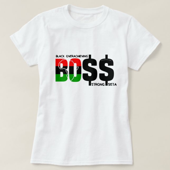 Schwarz Übererfüllung Strong Sista T-Shirt (Design vorne)