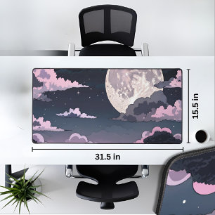 Schwarz und Anime Sky Vollmond Schreibtischunterlage