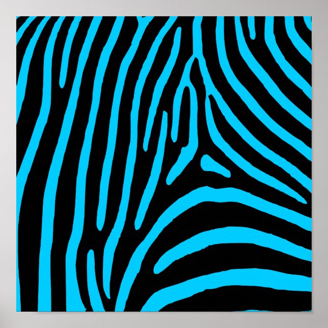Schwarz und Aqua Zebrastreifen Poster (Vorne)