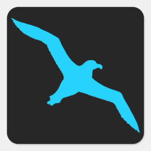 Schwarz und Aquafarbenes Albatros Quadratischer Aufkleber