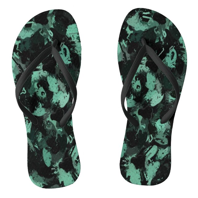 Schwarz und Aquamarin Flip Flops (Fußbett)