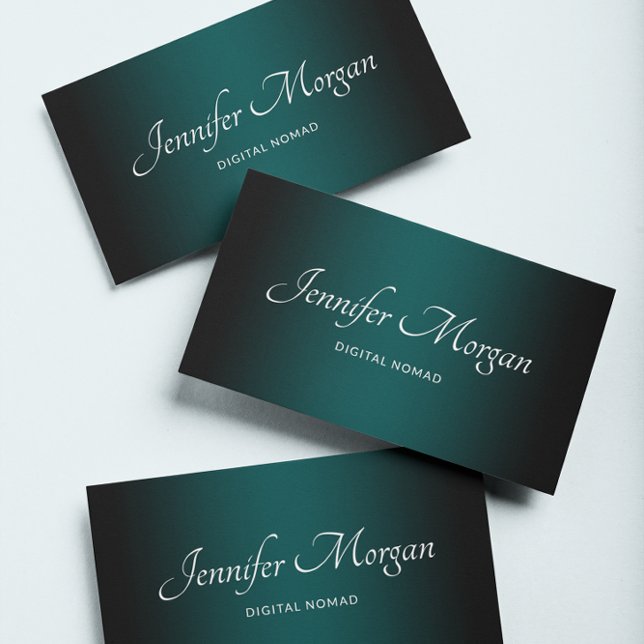 Schwarz und Aquamarin grün Ombre Visitenkarte (Create your own teal and black gradient modern minimalist business cards.)