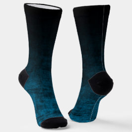 Schwarz und Aquamarin Grunge Ombre Textur Socken