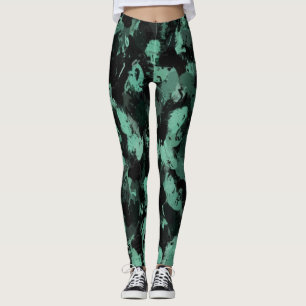 Schwarz und Aquamarin Leggings