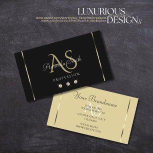 Schwarz und Beige Farben mit Diamanten und Monogra Visitenkarte
