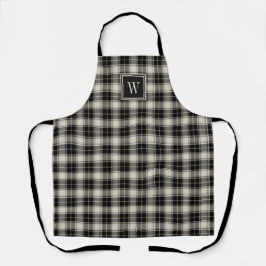 Schwarz und Beige Kariert mit Monogramm Schürze