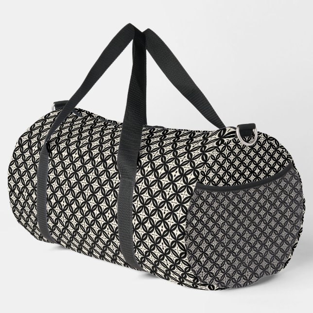 Schwarz und Beige Klein Duffle Bag (Rechte Ecke)
