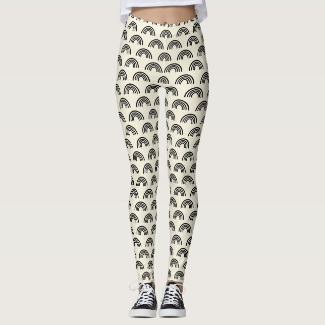 Schwarz und Beige Leggings (Vorderseite)
