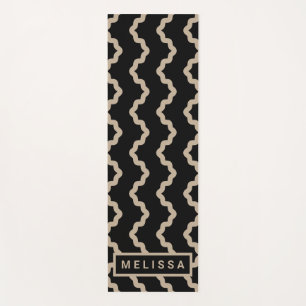 Schwarz und Beige Moderne Minimale Wellenlinien un Yogamatte