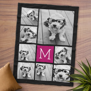 Schwarz und Berry 8 - FotoCollage - COLOR bearbeit Fleecedecke