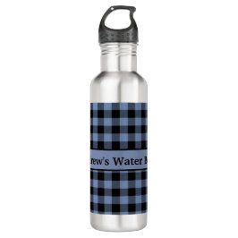 Schwarz und Blau Kariert, Buffalo Kariert, Lumberj Edelstahlflasche