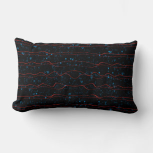 Schwarz und Blau mit Wavy Red Lines Lendenkissen