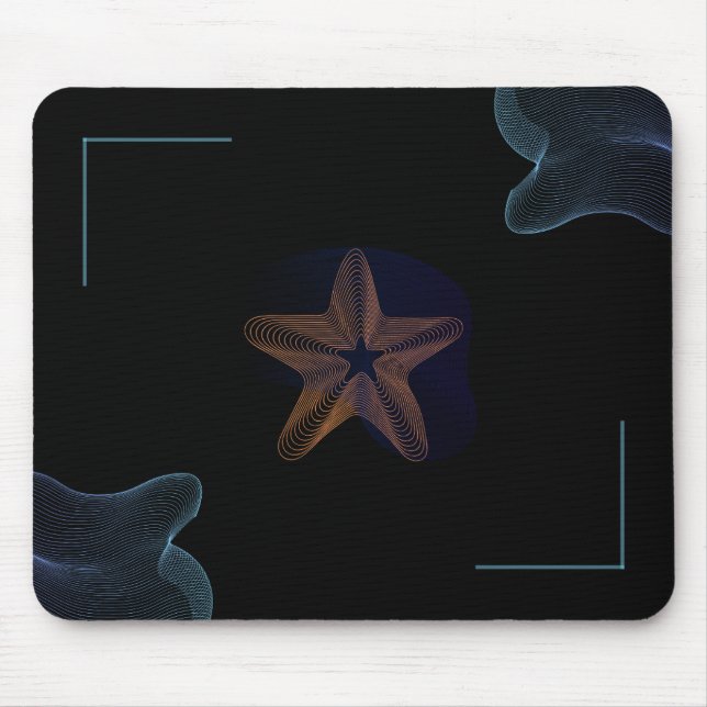 Schwarz und Blau Modernes holografisches Mauspad (Vorne)